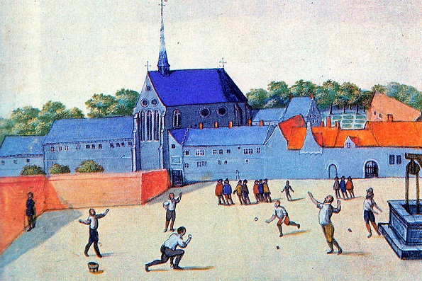 Jeu de tamis at Beaumont abbey Belgium 1598